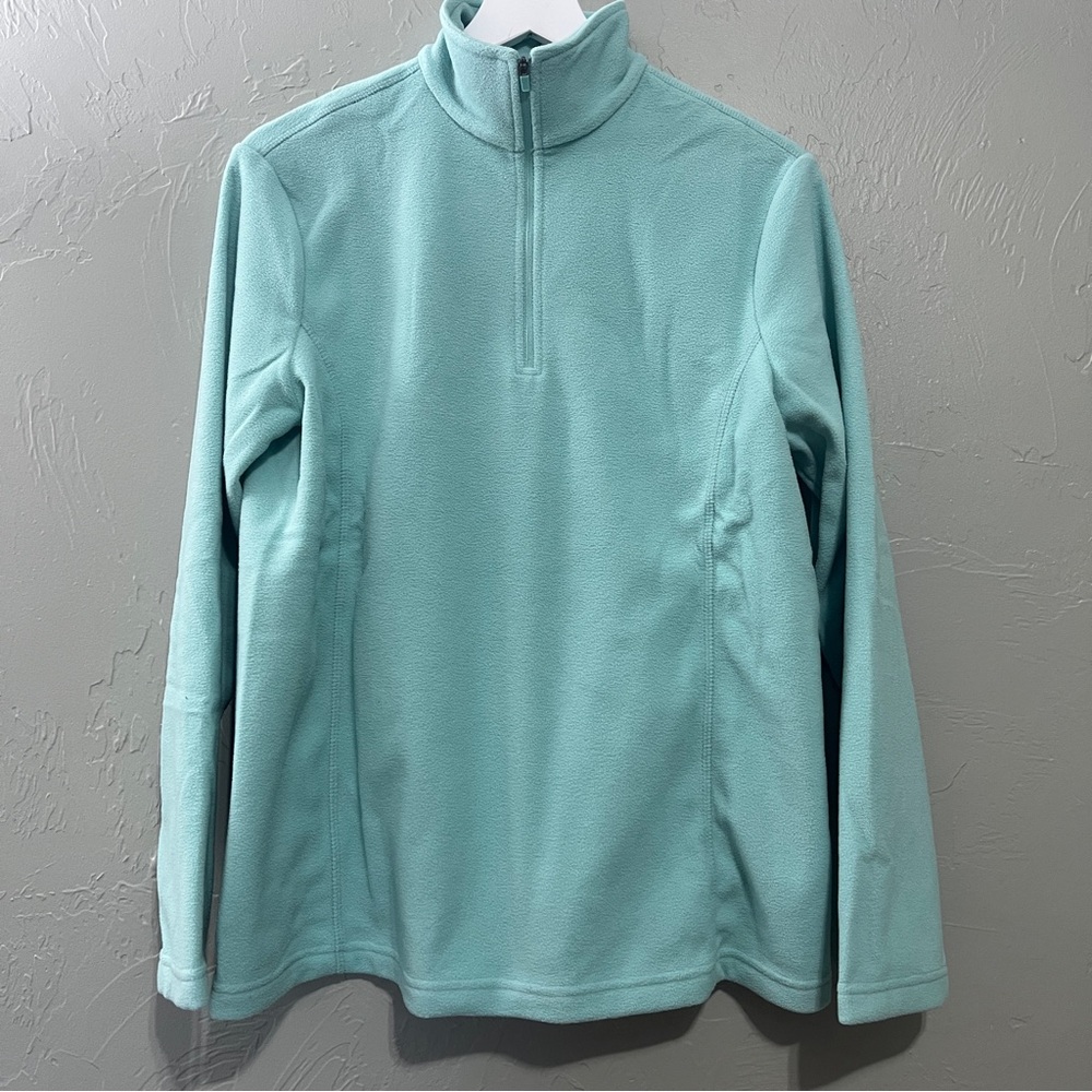 Lands' End Aqua Fleece Pullover Shirt Jacket size medium‎ nwt women’s